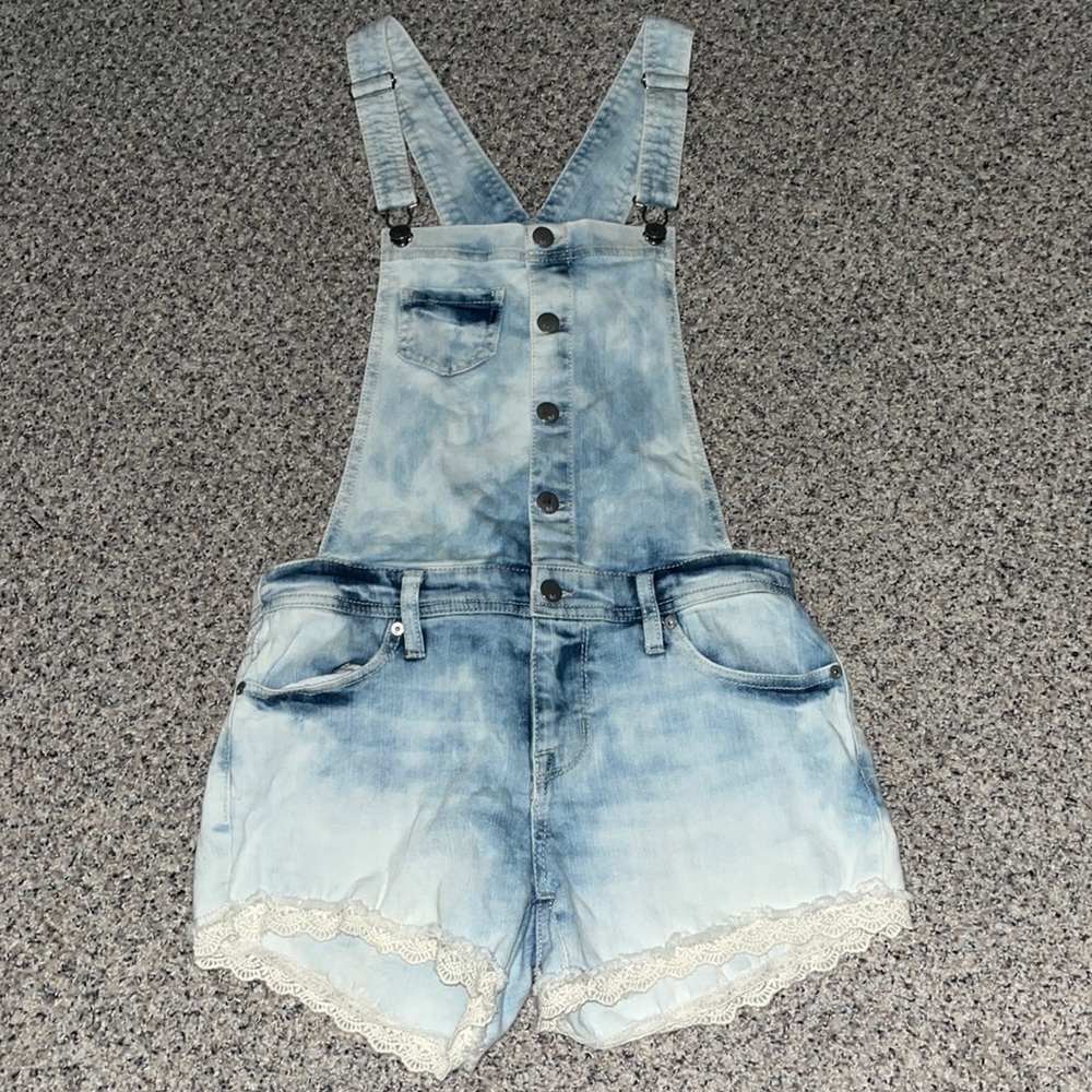 Light Wash Denim Overall Shorts